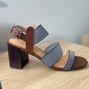 Striped Women's Block Heel Sandal